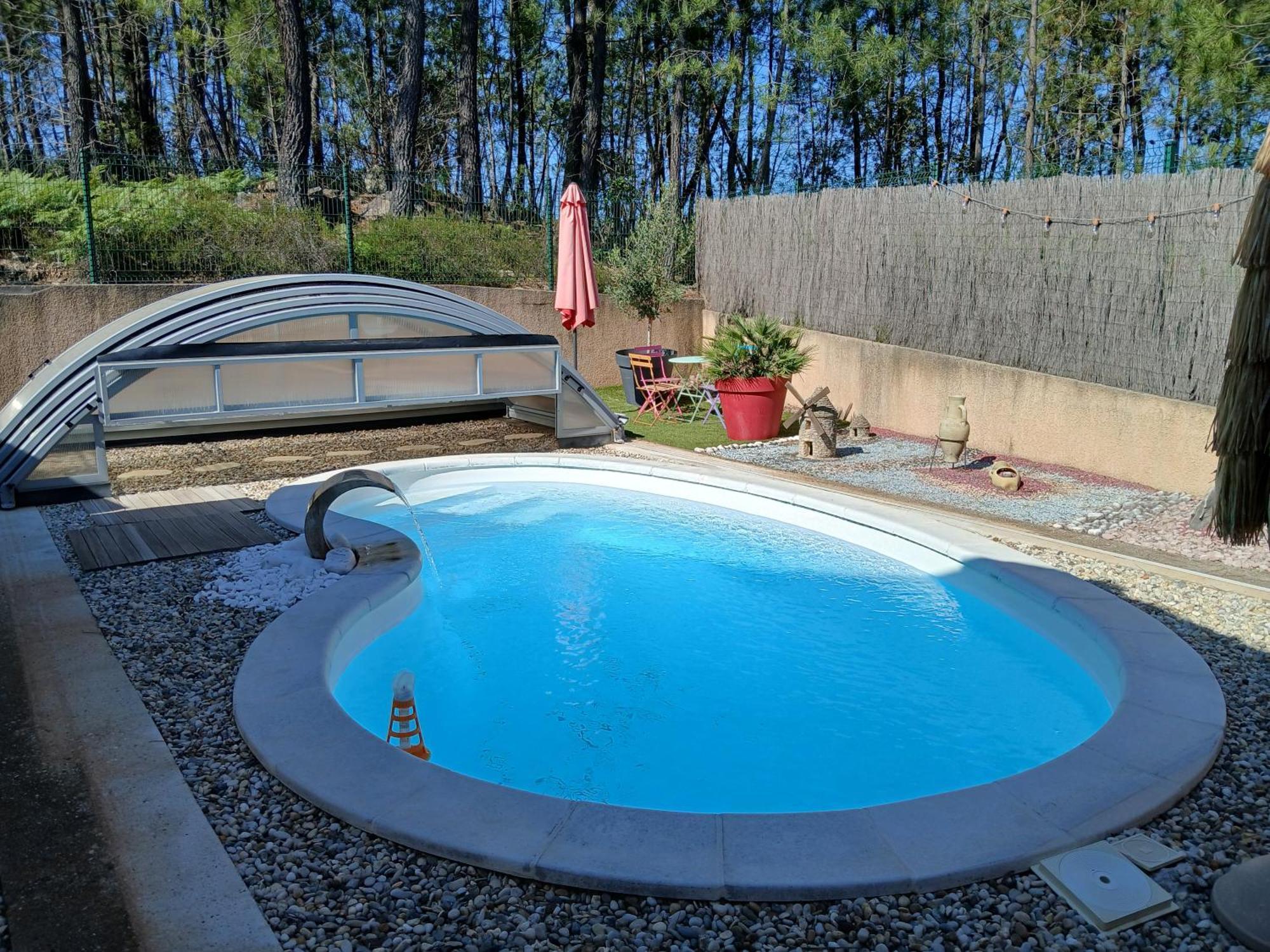 Chalet Charmant Avec Piscine Mercuer Ngoại thất bức ảnh